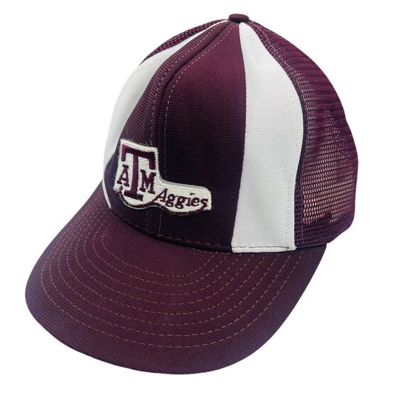 Vintage Texas A&M Aggies Maroon White Snapback Trucker Hat Made In USA Large XL - Picture 2 of 5
